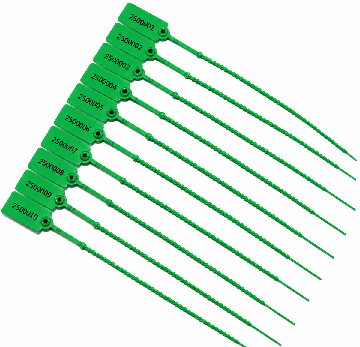 100 x Green Numbered Pull-Tight | Tamper-Evident Anti-Tamper Plastic Tags