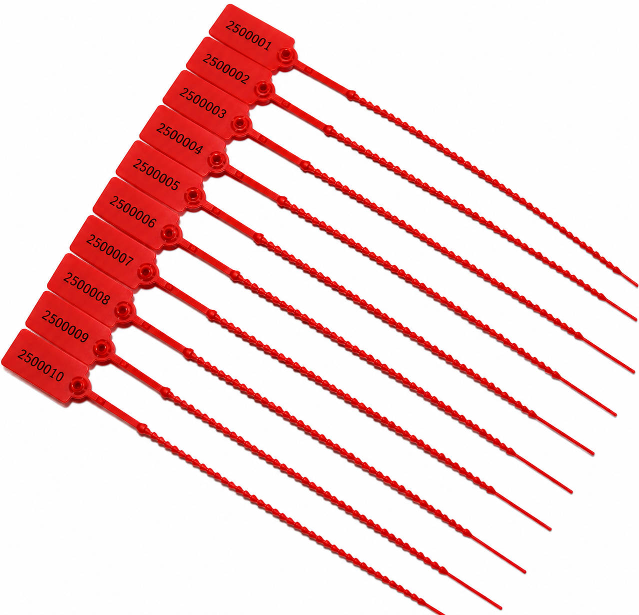 100 x Red Numbered Pull-Tight | Tamper-Evident Anti-Tamper Plastic Tags