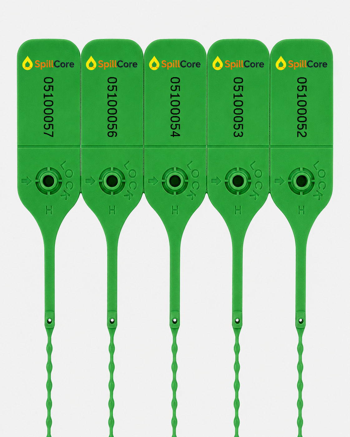 100 x Green Numbered Pull-Tight x | Tamper-Evident Anti-Tamper Plastic Tags for Fire Extinguishers, Luggage, Roll Cages, First Aid Kits & Asset Security