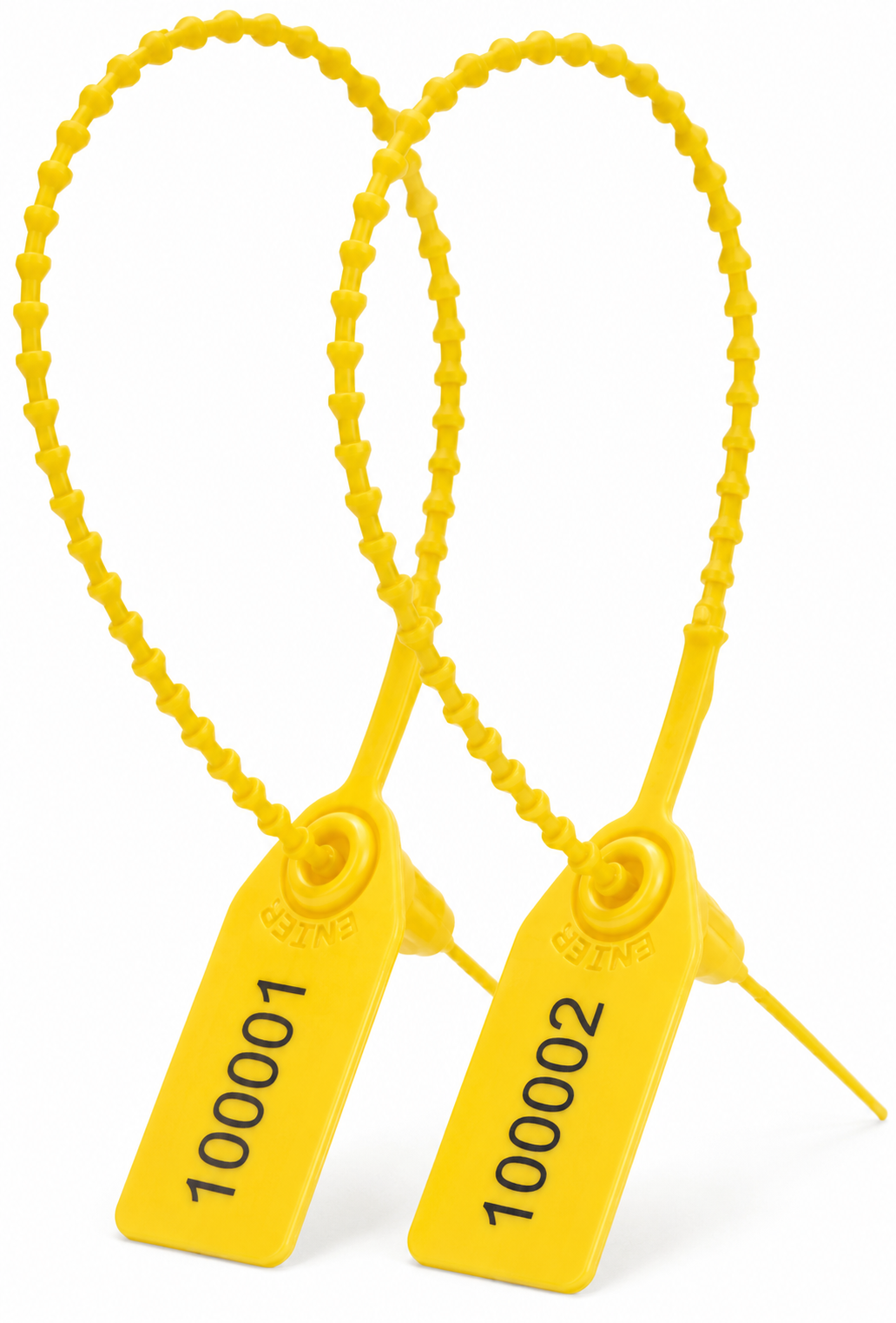 100 x Yellow Numbered Pull-Tight | Tamper-Evident Anti-Tamper Plastic Tags