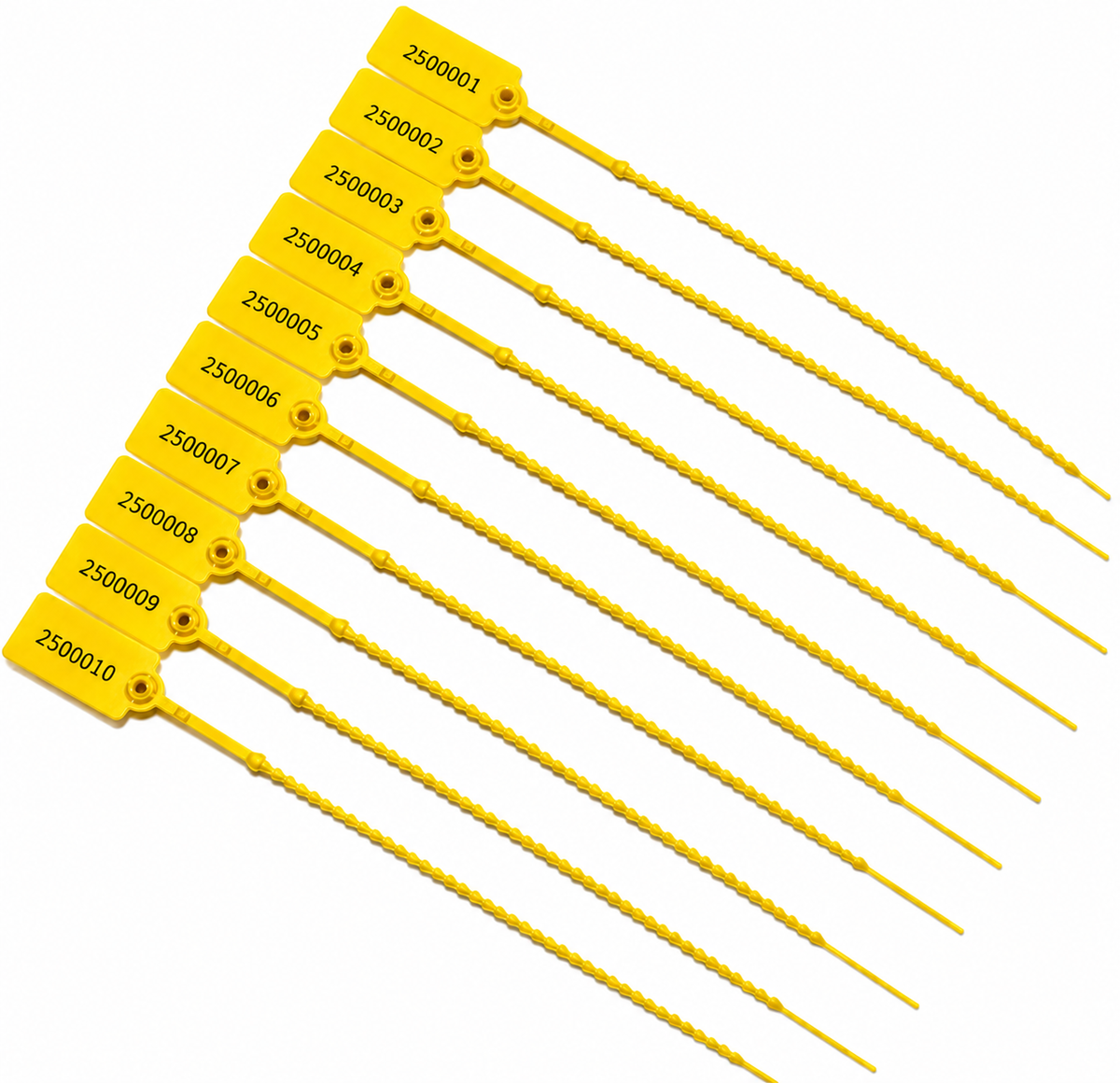 100 x Yellow Numbered Pull-Tight | Tamper-Evident Anti-Tamper Plastic Tags